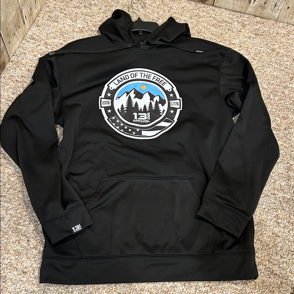 13 Fifty Apparel Medium Black Hoodie with Graphic Design